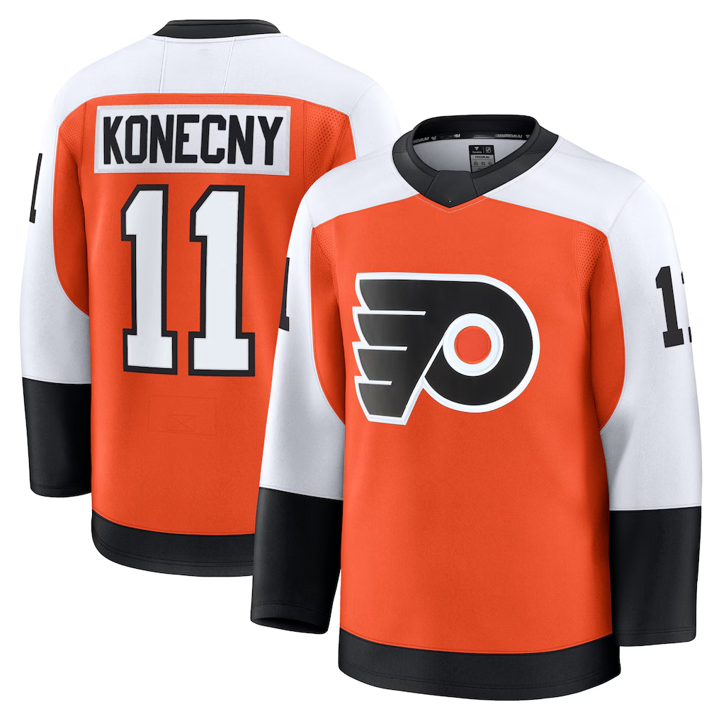 Jamed P.Flyers #11 Travis Konecny Burnt Orange Home Premium Jerseys