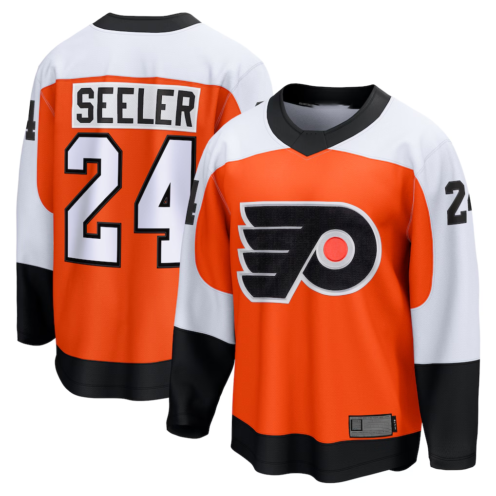 Jamed P.Flyers #24 Nick Seeler Orange Home Practice Jerseys