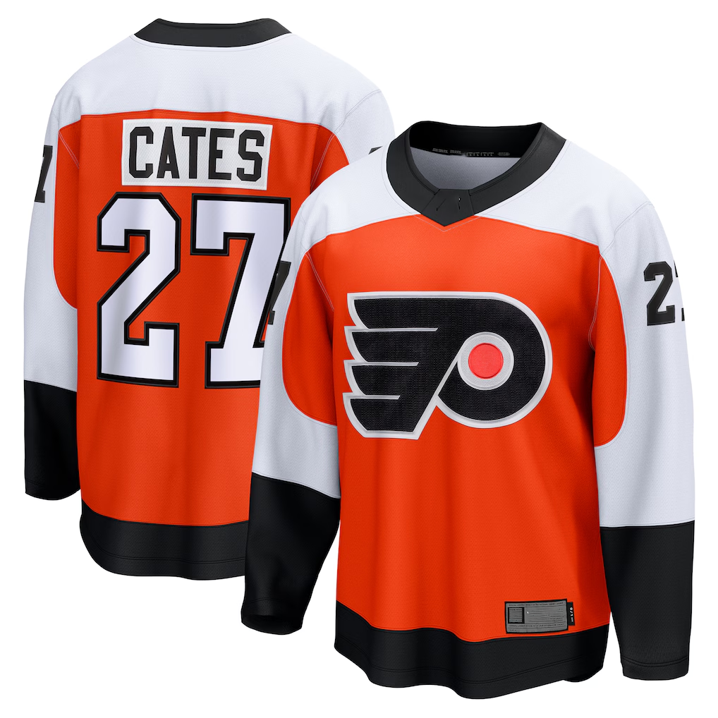 Jamed P.Flyers #27 Noah Cates Orange Home Breakaway Jerseys