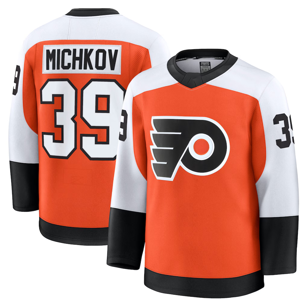 Jamed P.Flyers #39 Matvei Michkov Orange Home Premium Jerseys