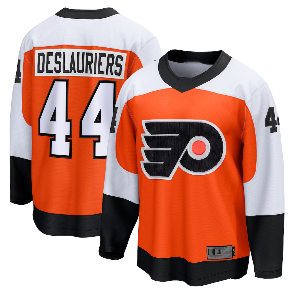 Jamed P.Flyers #44 Nicolas Deslauriers Orange Home Premier Breakaway Player Jerseys