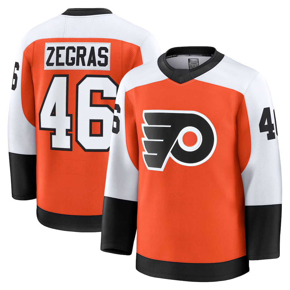 Jamed P.Flyers #46 Trevor Zegras Orange Home Breakaway Jerseys