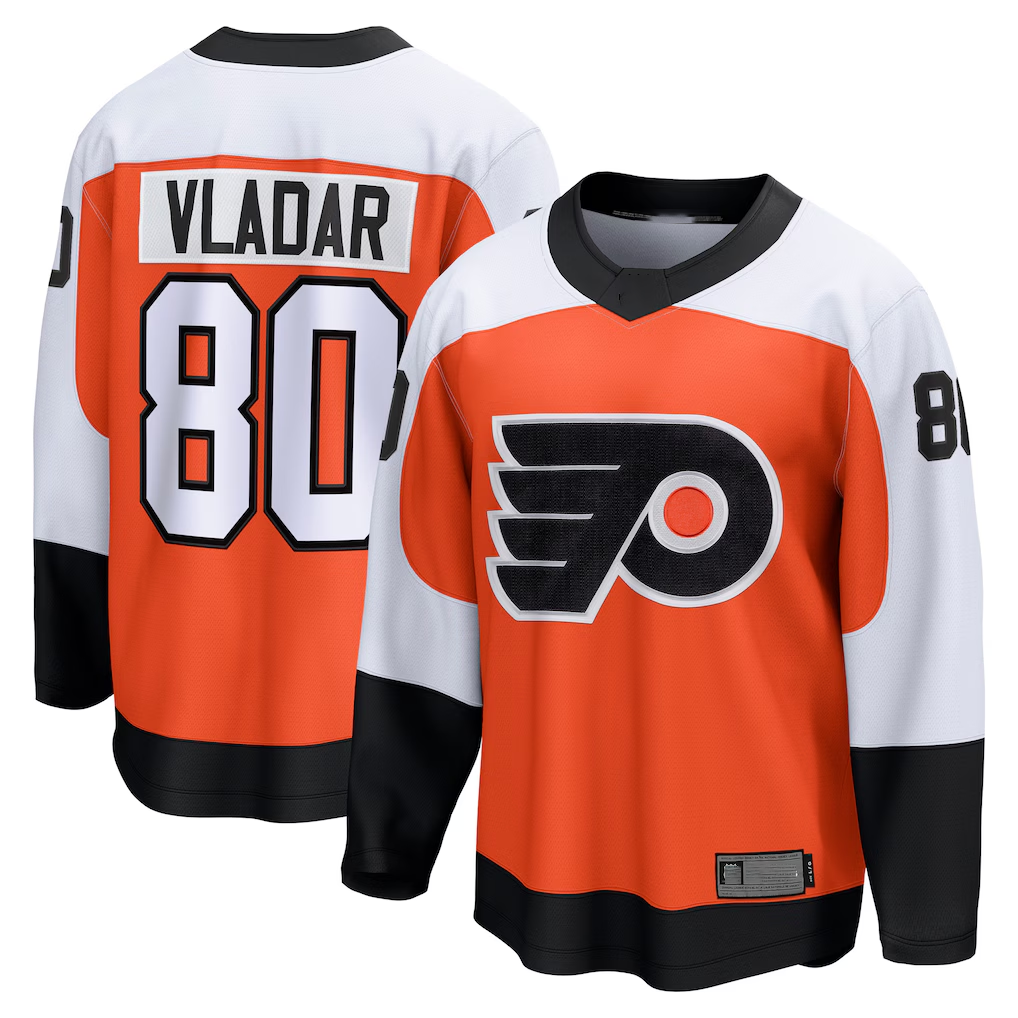 Jamed P.Flyers #80 Dan Vladar Orange Home Breakaway Jerseys