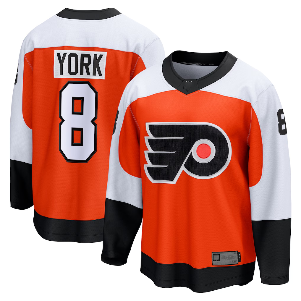 Jamed P.Flyers #8 Cam York Orange Home Breakaway Jerseys