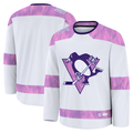 Jamed P.Penguins White 2024 Hockey Fights Cancer Practice Jerseys