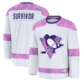 Jamed P.Penguins White Hockey Fights Cancer Survivor Practice Jerseys