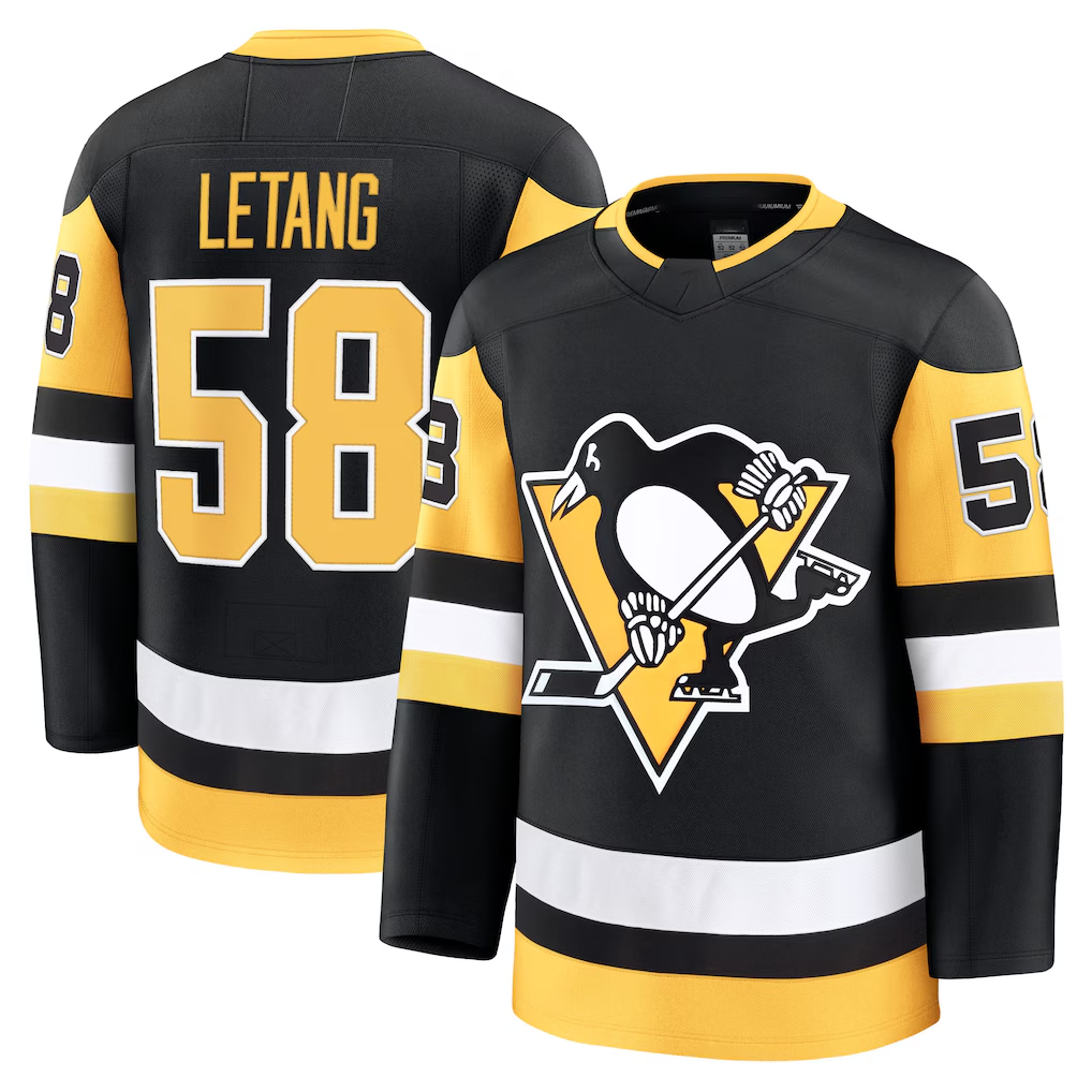Jamed P.Penguins #58 Kris Letang Black Home Premium Jerseys