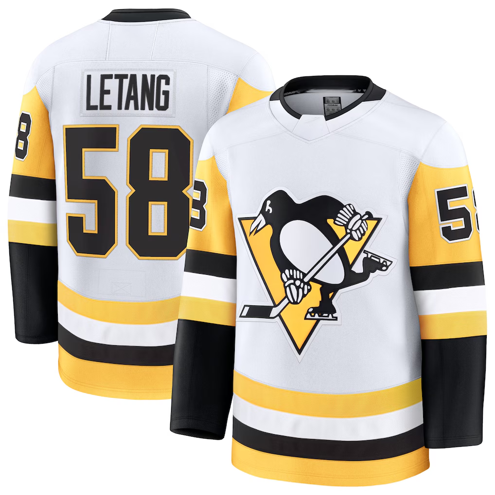 Jamed P.Penguins #58 Kris Letang White Premium Jerseys