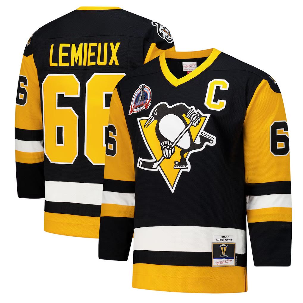 Jamed P.Penguins #66 Mario Lemieux Black 1991?92 Power Play Jerseys