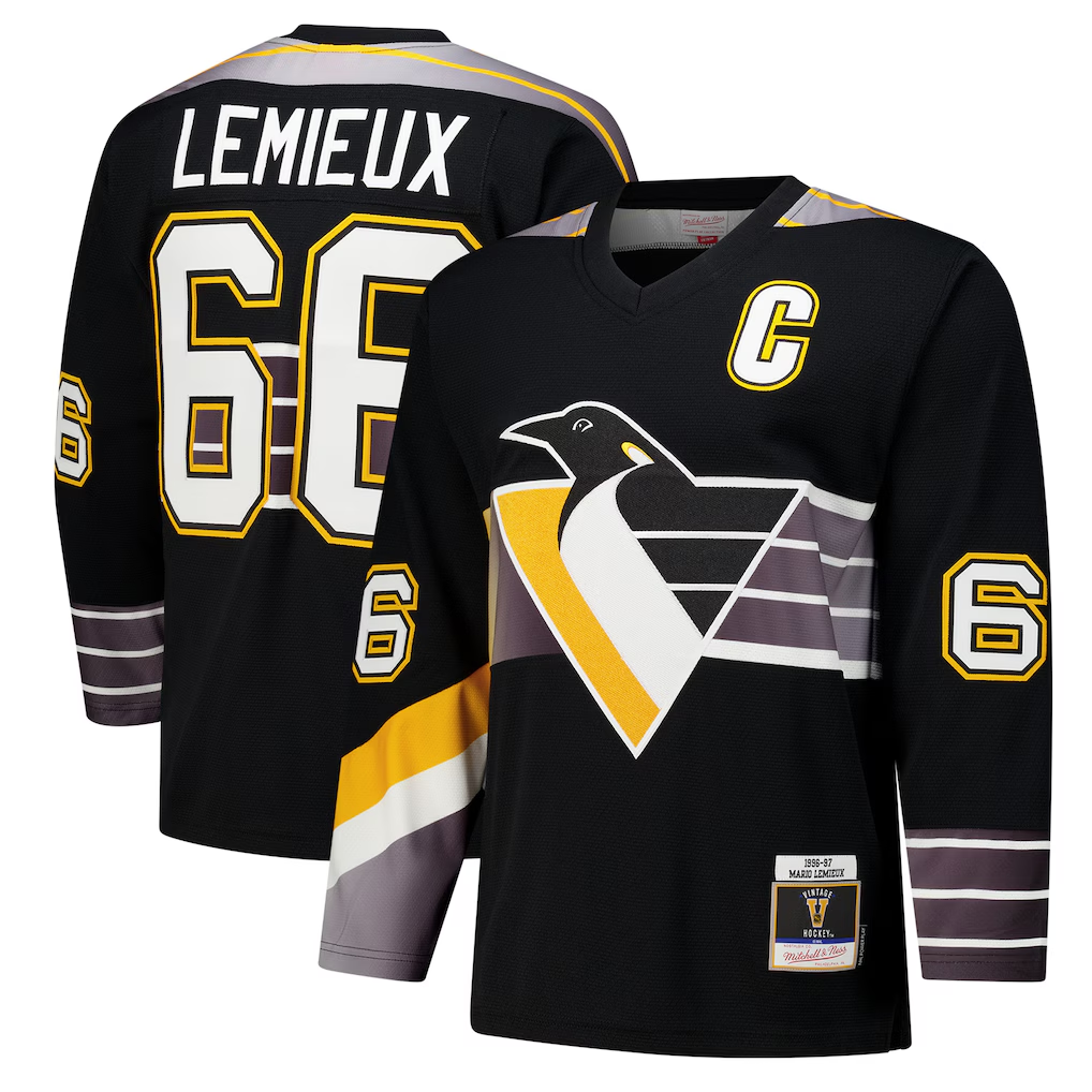 Jamed P.Penguins #66 Mario Lemieux Black 1996?97 Power Play Jerseys