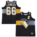 Jamed P.Penguins #66 Mario Lemieux Mitchell & Ness Black Maxxed Out Fashion Basketball Jerseys