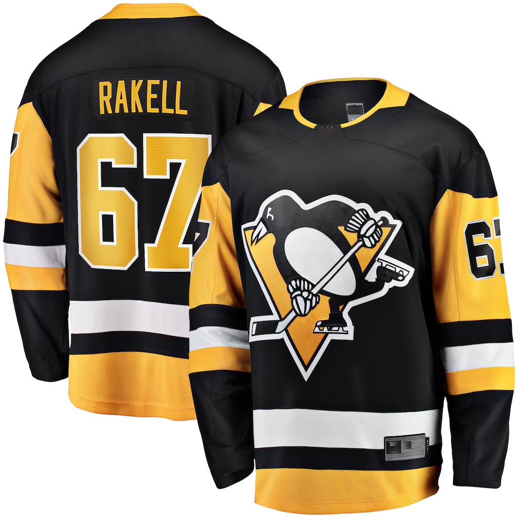 Jamed P.Penguins #67 Rickard Rakell Black Home Breakaway Player Jerseys