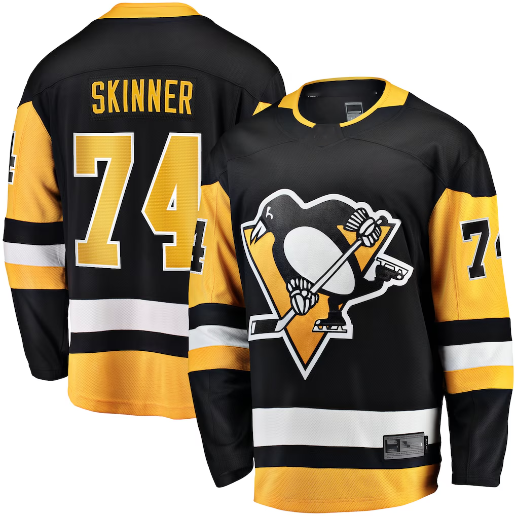 Jamed P.Penguins #74 Stuart Skinner Black Home Breakaway Jerseys