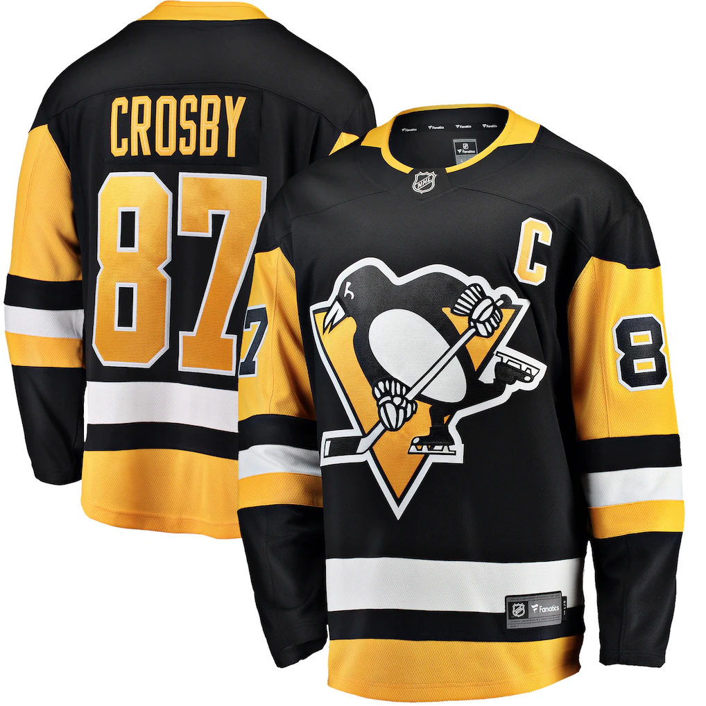Jamed P.Penguins #87 Sidney Crosby Black Captain Patch Home Breakaway Jerseys