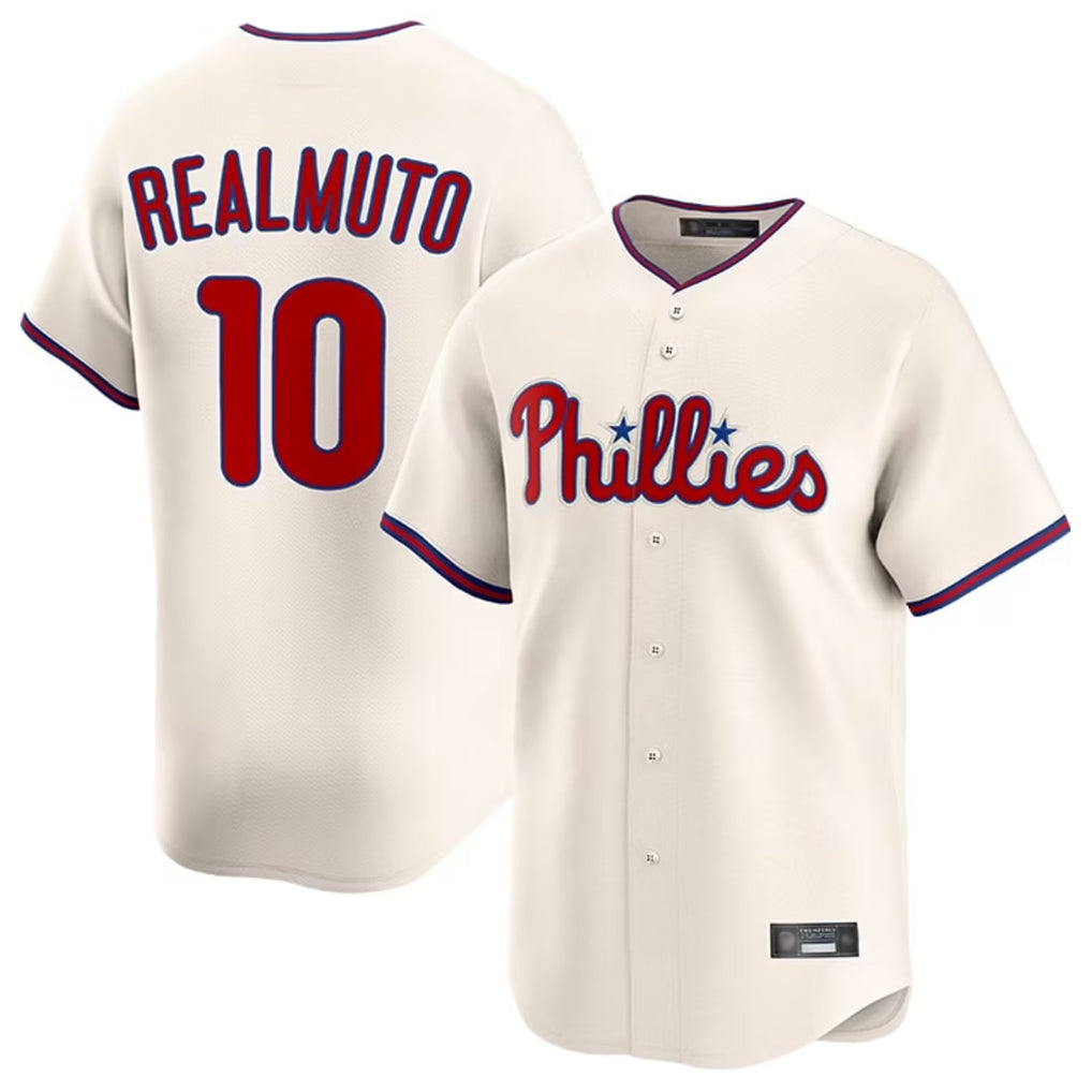 Jamed P.Phillies #10 J.T. Realmuto Player Cream Home Limited Stitched Jerseys