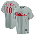 Jamed P.Phillies #10 J.T. Realmuto Player Gray Home Game Stitched Jerseys