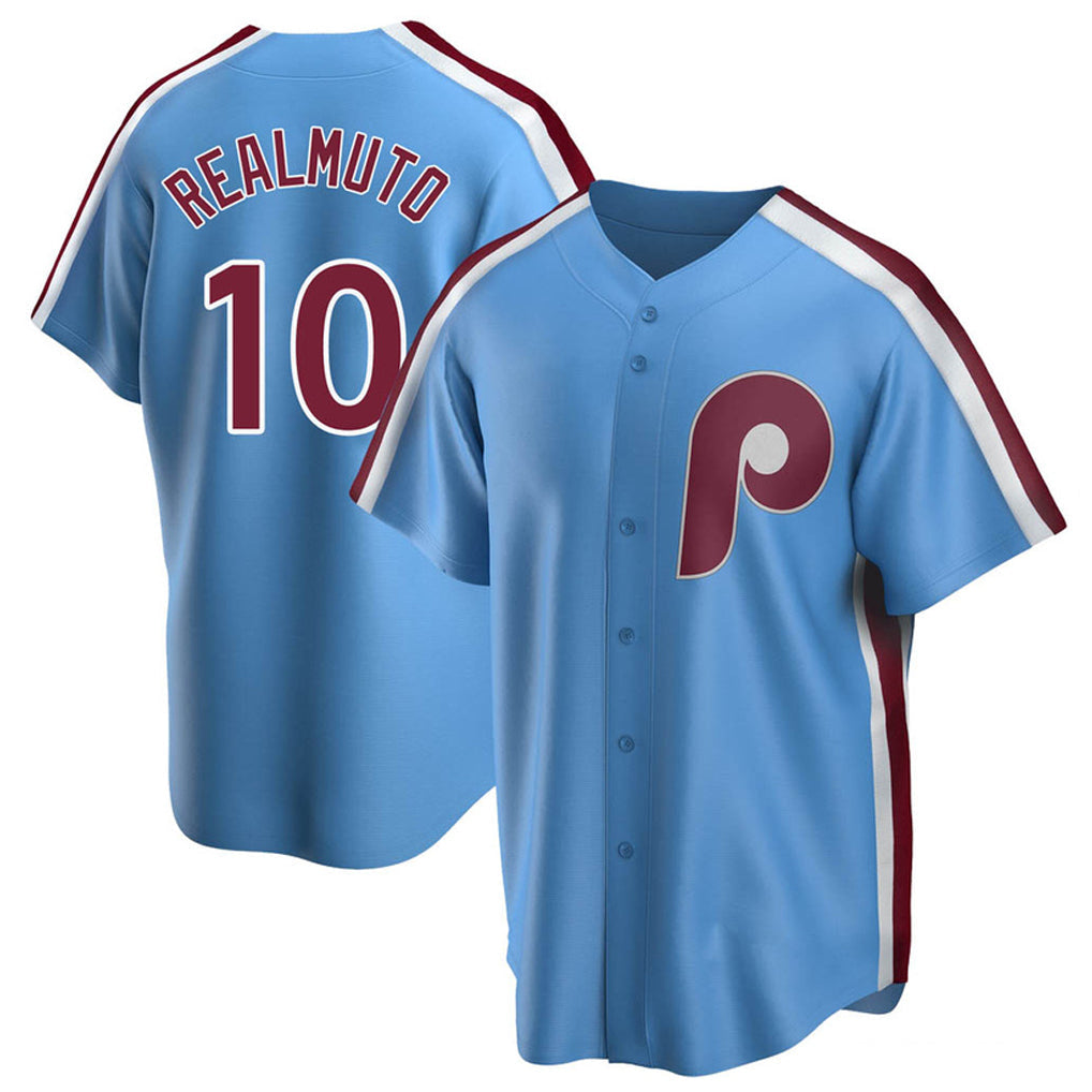 Jamed P.Phillies #10 J.T. Realmuto Player Light Blue Replica Game Stitched Jerseys