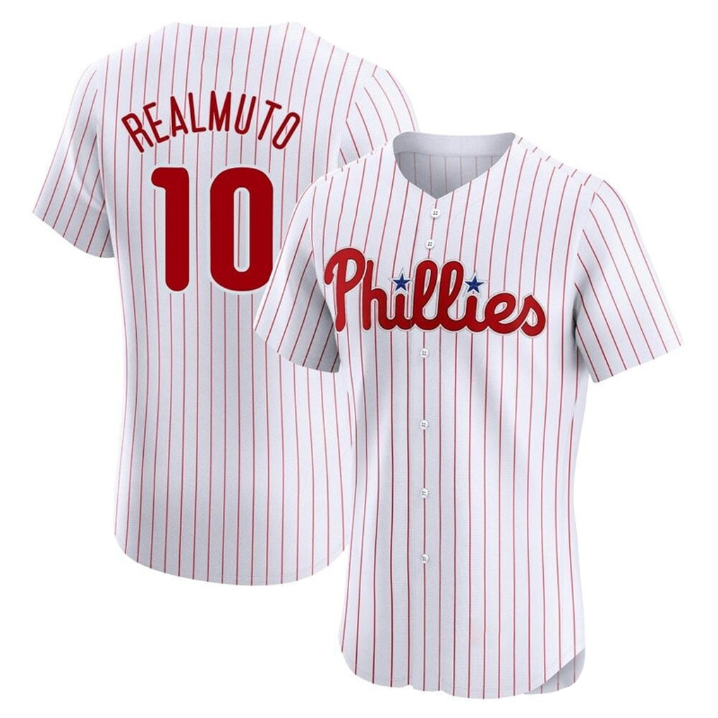 Jamed P.Phillies #10 J.T. Realmuto Player White Home Limited Elite Stitched Jerseys