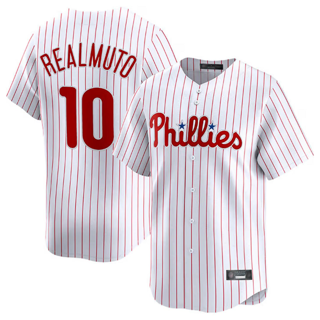 Jamed P.Phillies #10 J.T. Realmuto Player White Home Limited Stitched Jerseys