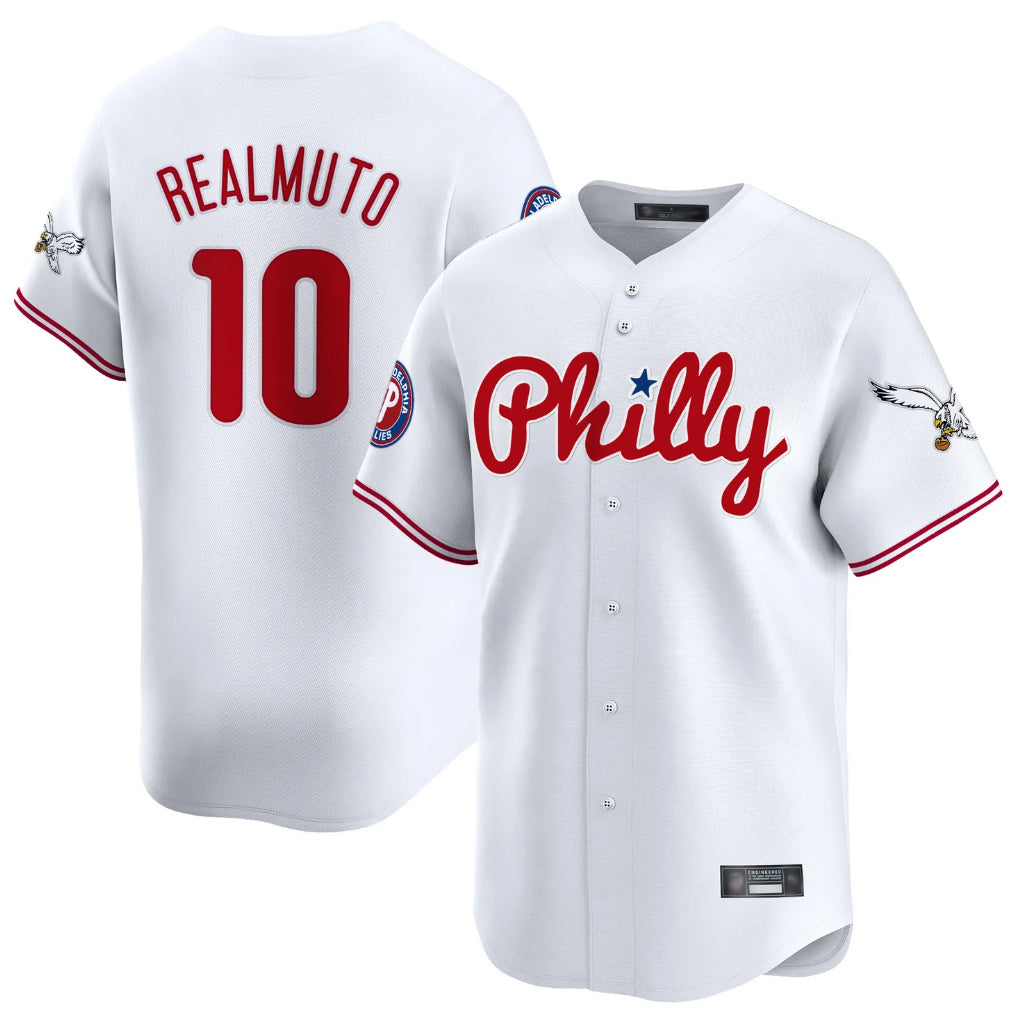 Jamed P.Phillies #10 J.T. Realmuto Player White Phillies & Eagles Vapor Premier Limited Stitched Jerseys