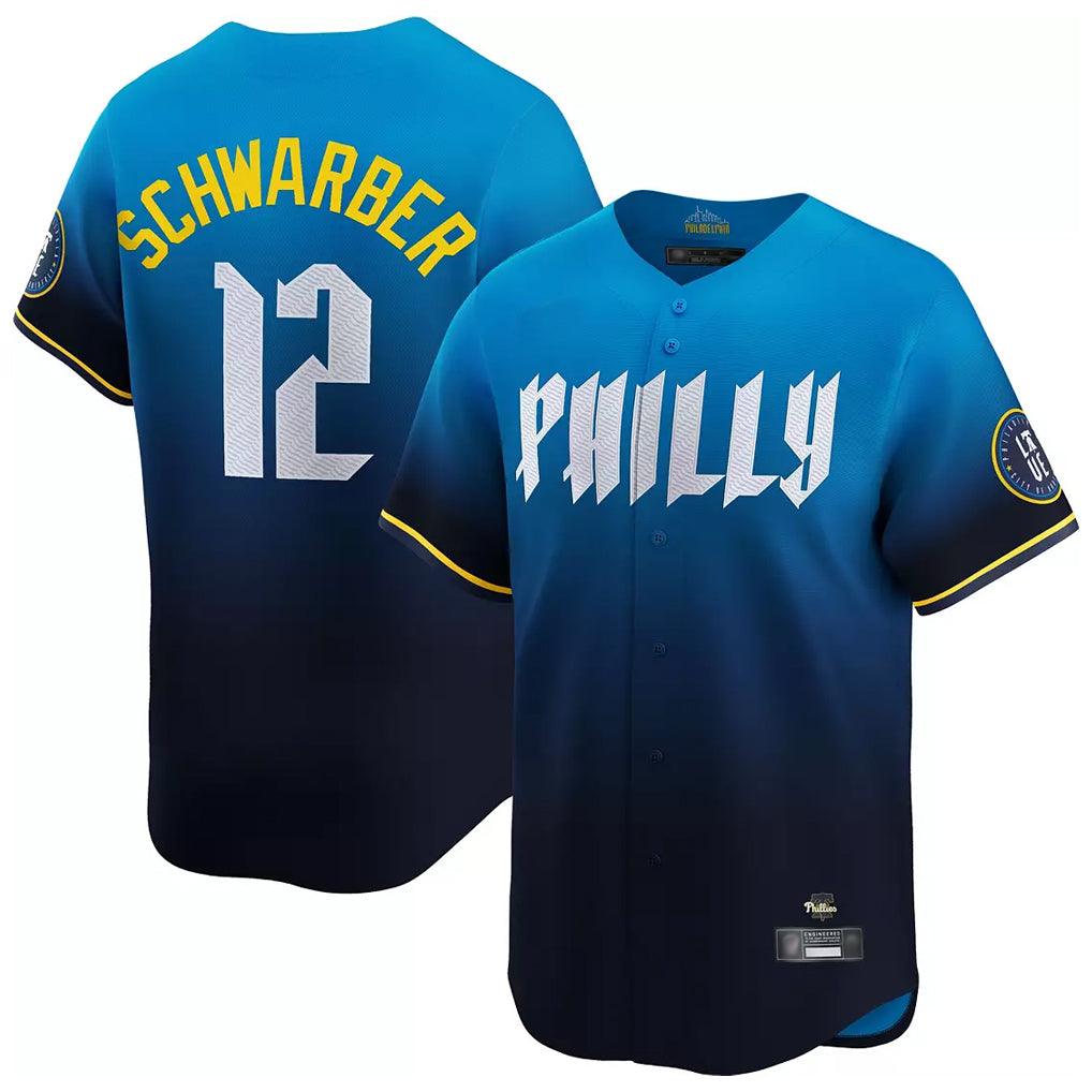 Jamed P.Phillies #12 Kyle Schwarber Player Blue City Connect Home Limited Stitched Jerseys