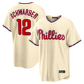 Jamed P.Phillies #12 Kyle Schwarber Player Cream Home Game Stitched Jerseys