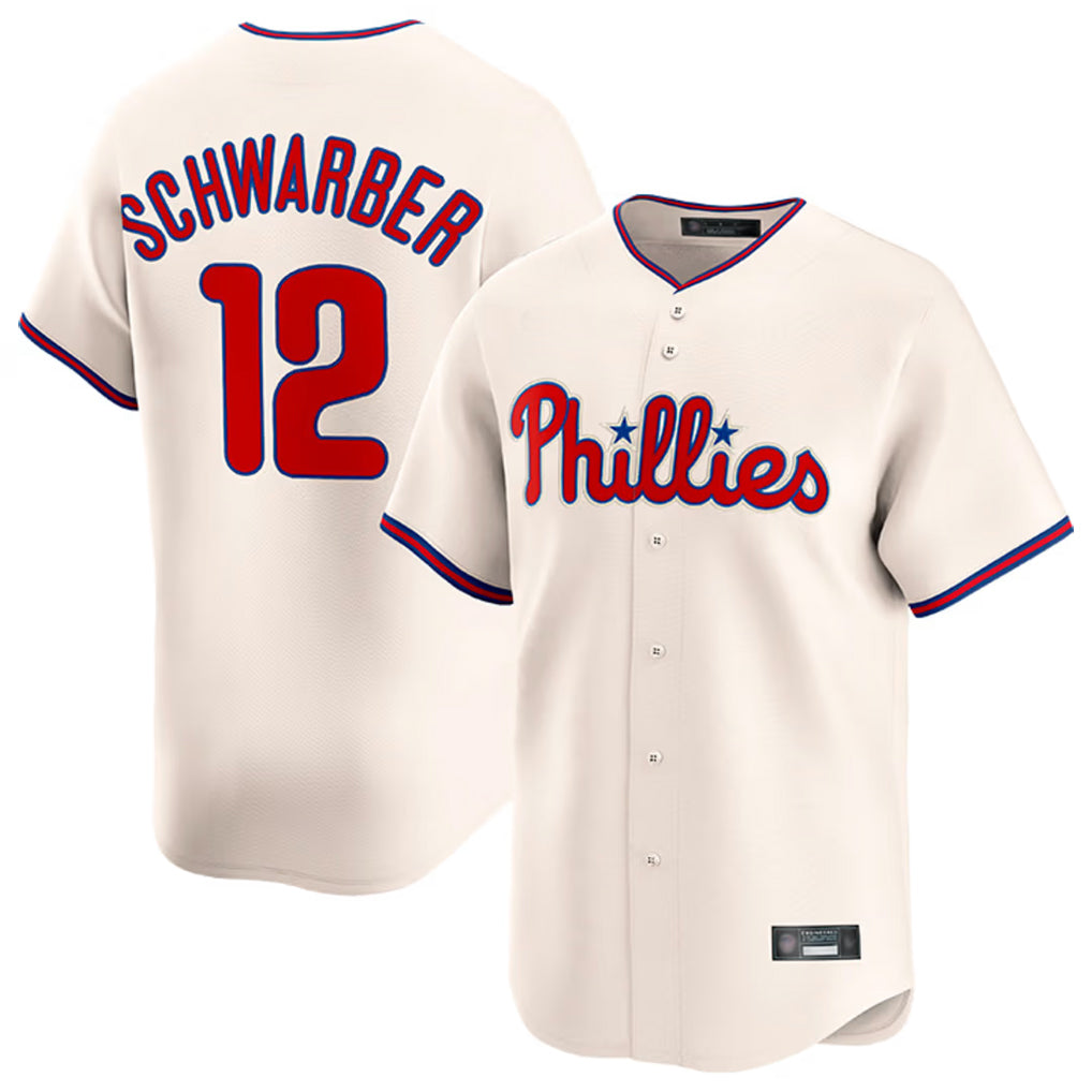 Jamed P.Phillies #12 Kyle Schwarber Player Cream Home Limited Stitched Jerseys