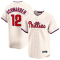 Jamed P.Phillies #12 Kyle Schwarber Player Cream Home Limited Stitched Jerseys