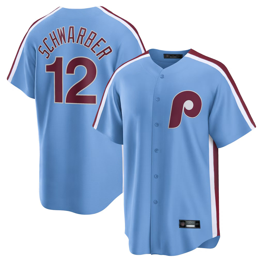 Jamed P.Phillies #12 Kyle Schwarber Player Light Blue Home Game Stitched Jerseys