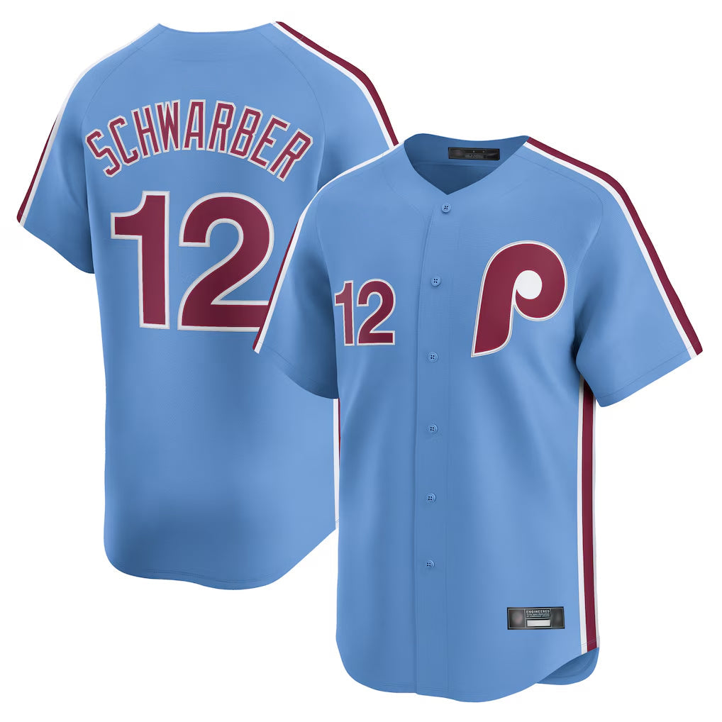 Jamed P.Phillies #12 Kyle Schwarber Player Light Blue Home Limited Stitched Jerseys
