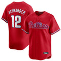 Jamed P.Phillies #12 Kyle Schwarber Player Red Home Limited Stitched Jerseys