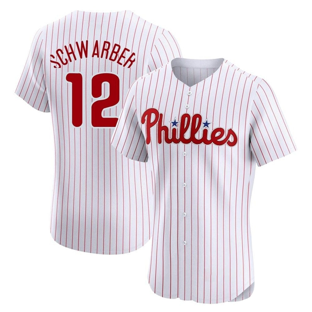Jamed P.Phillies #12 Kyle Schwarber Player White Home Limited Elite Stitched Jerseys