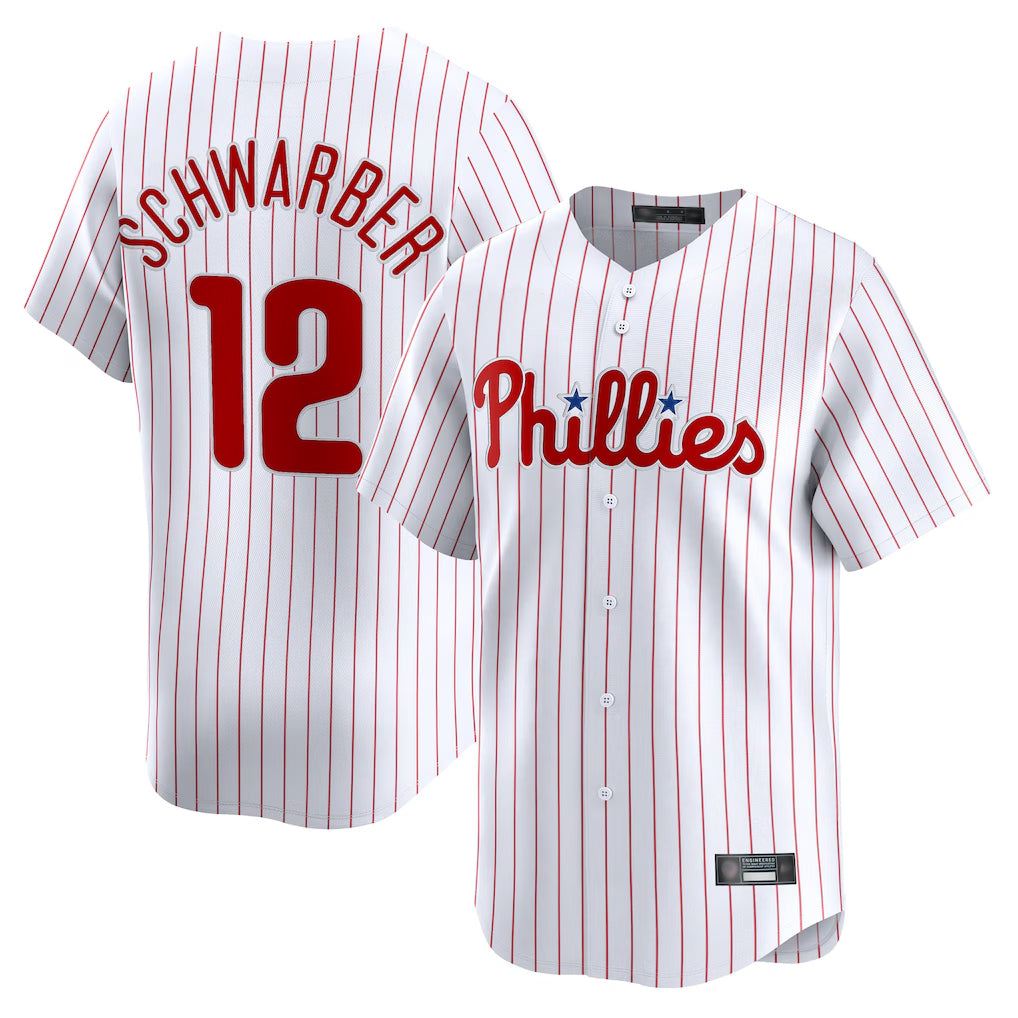 Jamed P.Phillies #12 Kyle Schwarber Player White Home Limited Stitched Jerseys