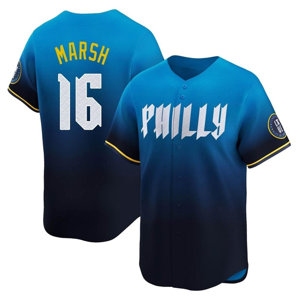 Jamed P.Phillies #16 Brandon Marsh Player Blue City Connect Home Limited Stitched Jerseys