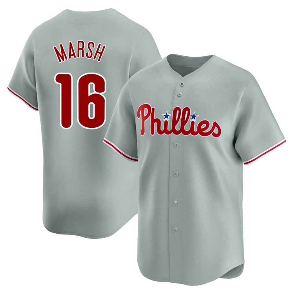 Jamed P.Phillies #16 Brandon Marsh Player Gray Home Limited Stitched Jerseys
