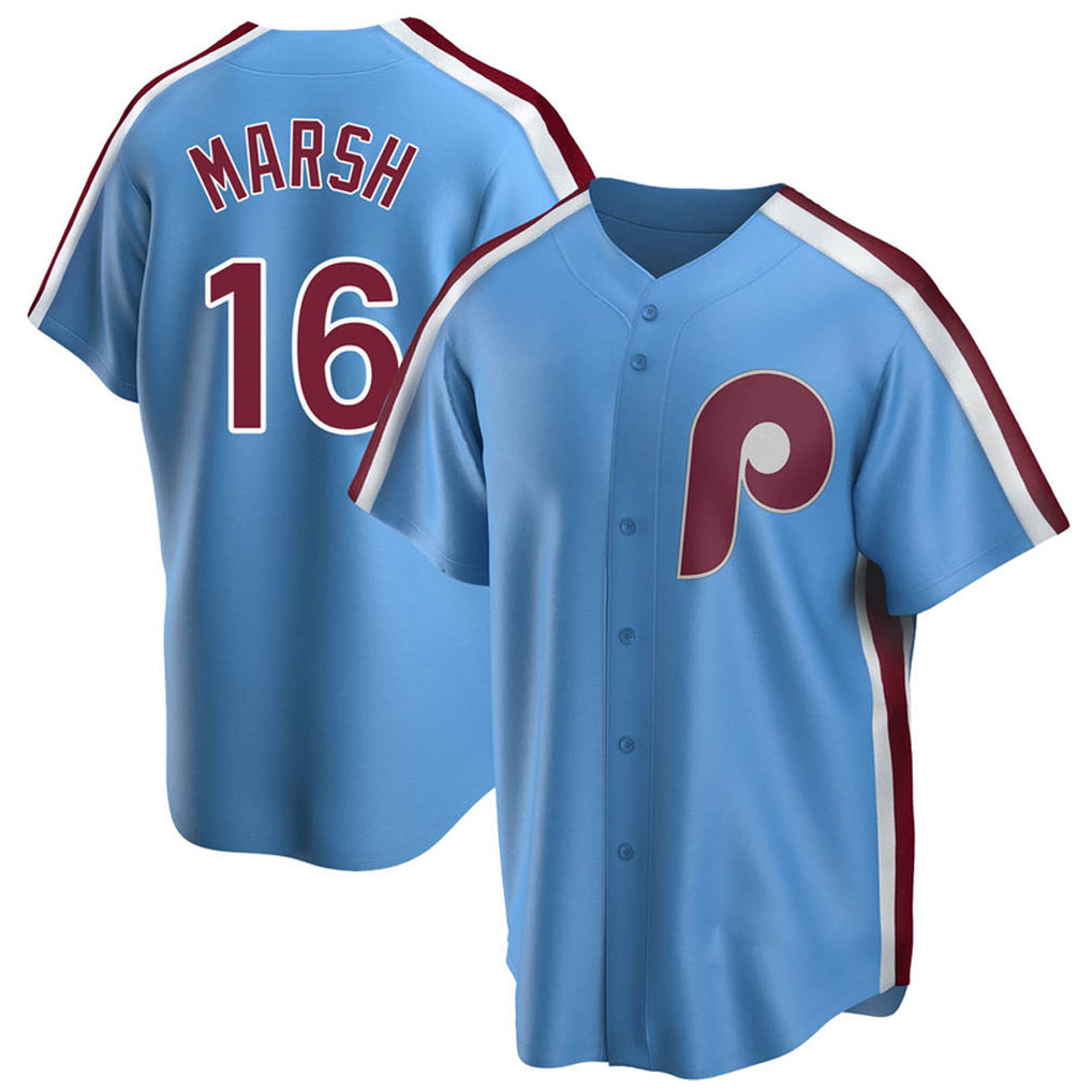 Jamed P.Phillies #16 Brandon Marsh Player Light Blue Home Game Stitched Jerseys