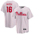 Jamed P.Phillies #16 Brandon Marsh Player White Home Game Stitched Jerseys