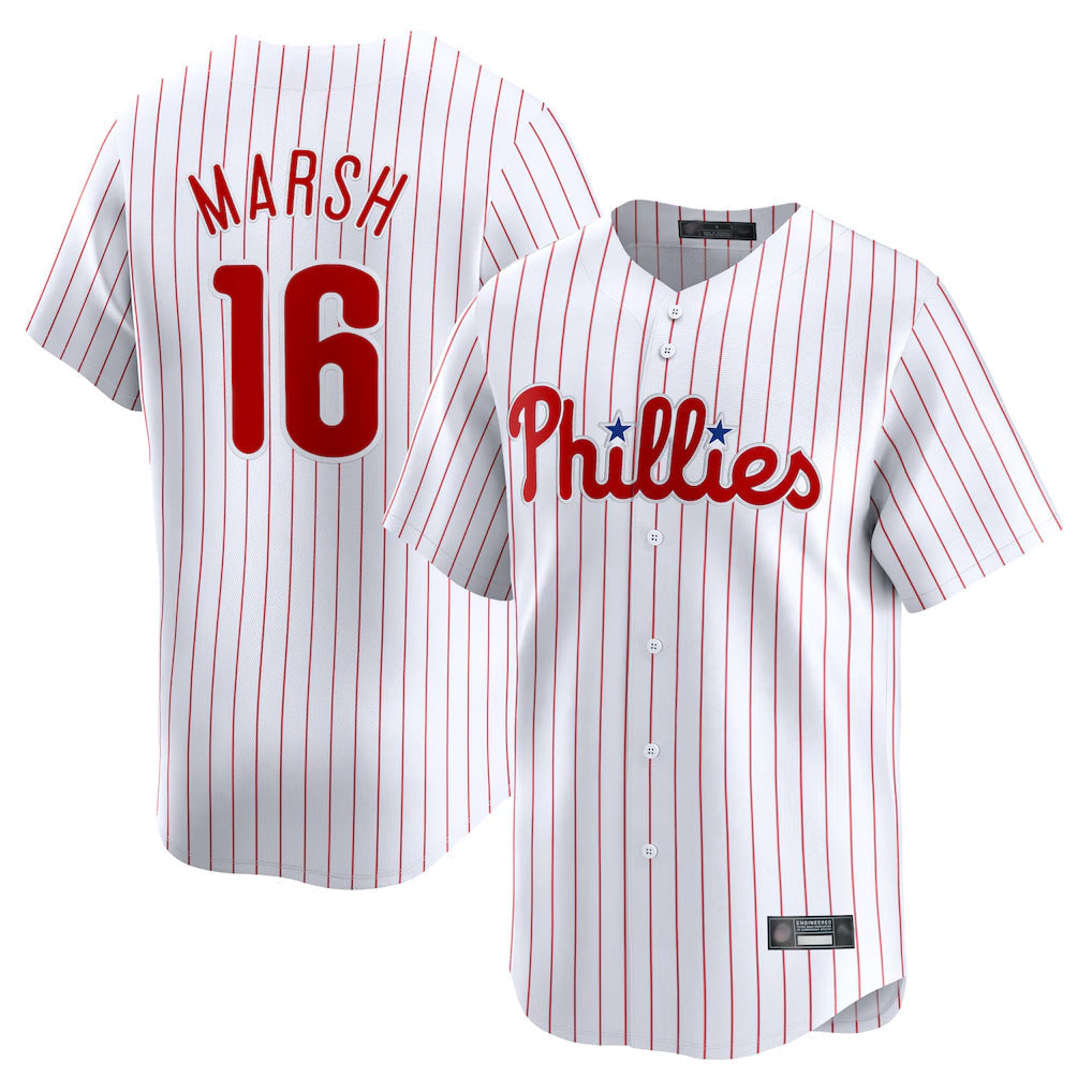 Jamed P.Phillies #16 Brandon Marsh Player White Home Limited Stitched Jerseys