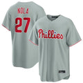 Jamed P.Phillies #27 Aaron Nola Player Gray Home Game Stitched Jerseys