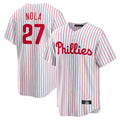Jamed P.Phillies #27 Aaron Nola Player White Home Game Stitched Jerseys