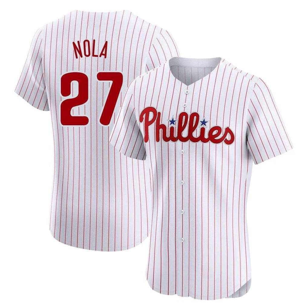 Jamed P.Phillies #27 Aaron Nola Player White Home Limited Elite Stitched Jerseys