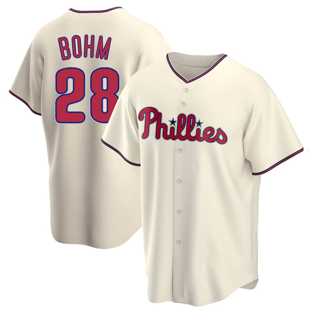 Jamed P.Phillies #28 Alec Bohm Player Cream Home Game Stitched Jerseys