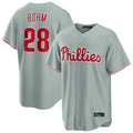 Jamed P.Phillies #28 Alec Bohm Player Gray Home Game Stitched Jerseys