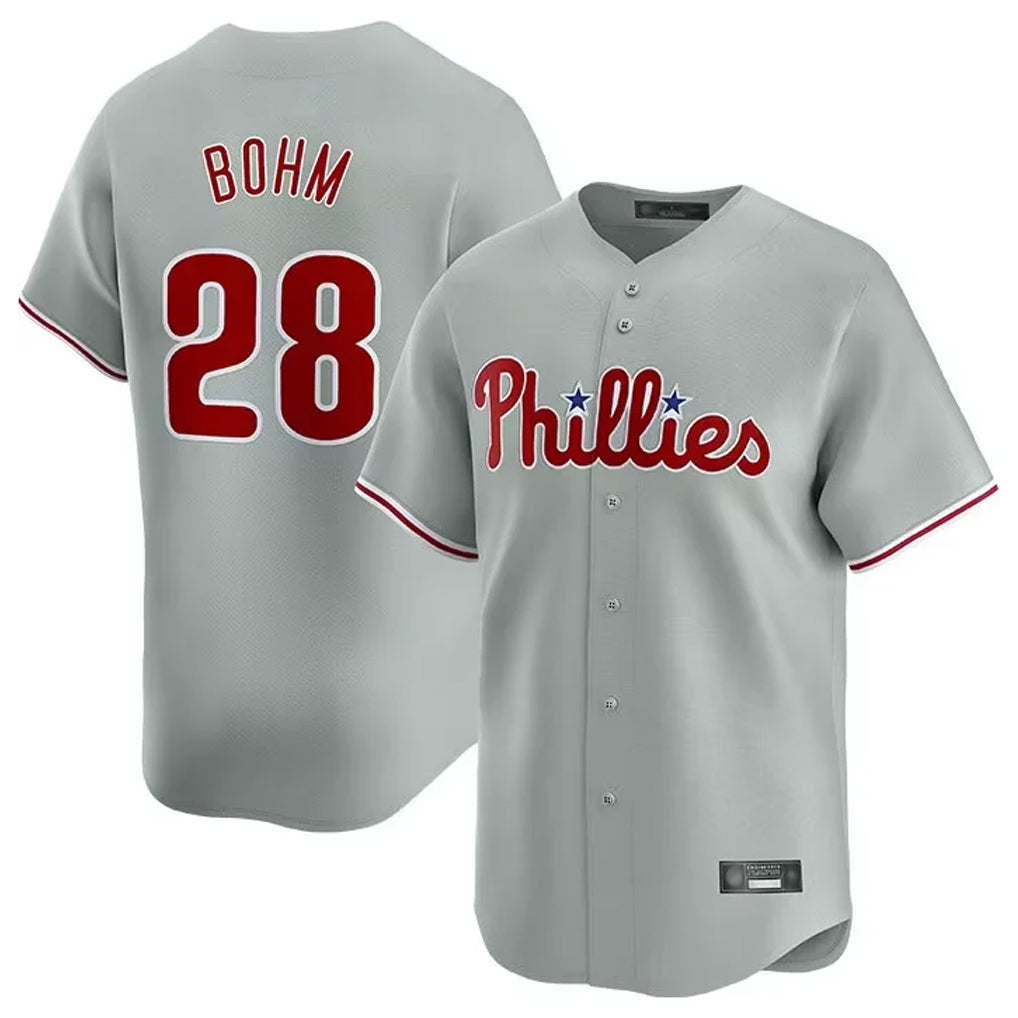 Jamed P.Phillies #28 Alec Bohm Player Gray Home Limited Stitched Jerseys