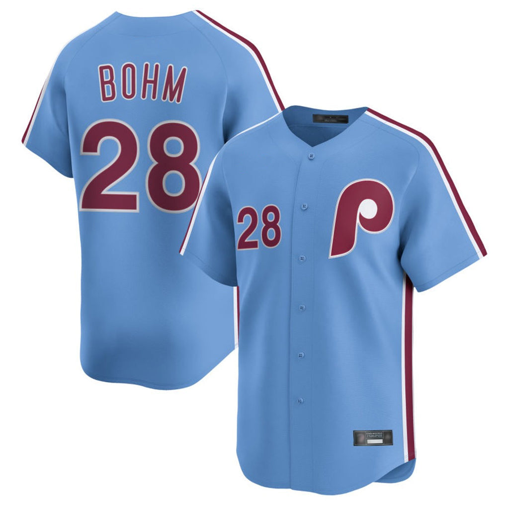Jamed P.Phillies #28 Alec Bohm Player Light Blue Home Limited Stitched Jerseys
