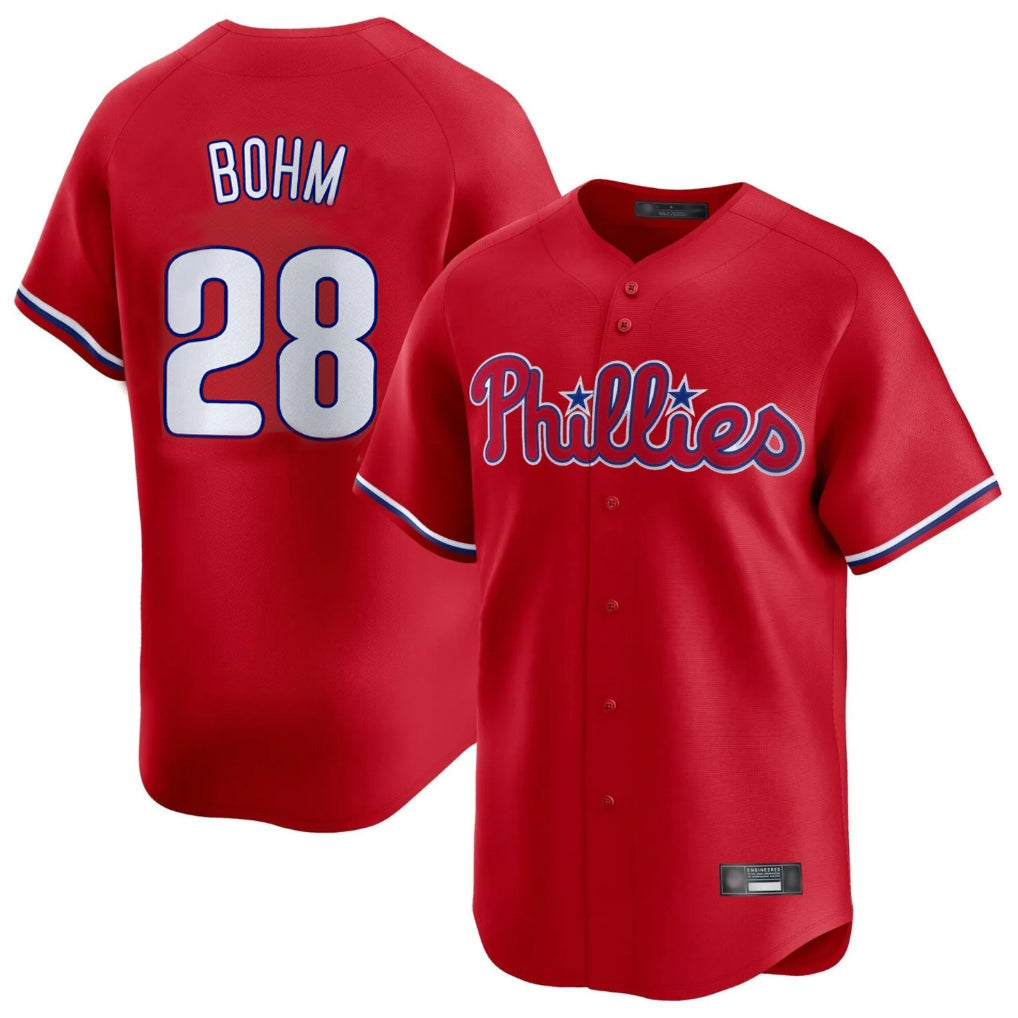 Jamed P.Phillies #28 Alec Bohm Player Red Home Limited Stitched Jerseys