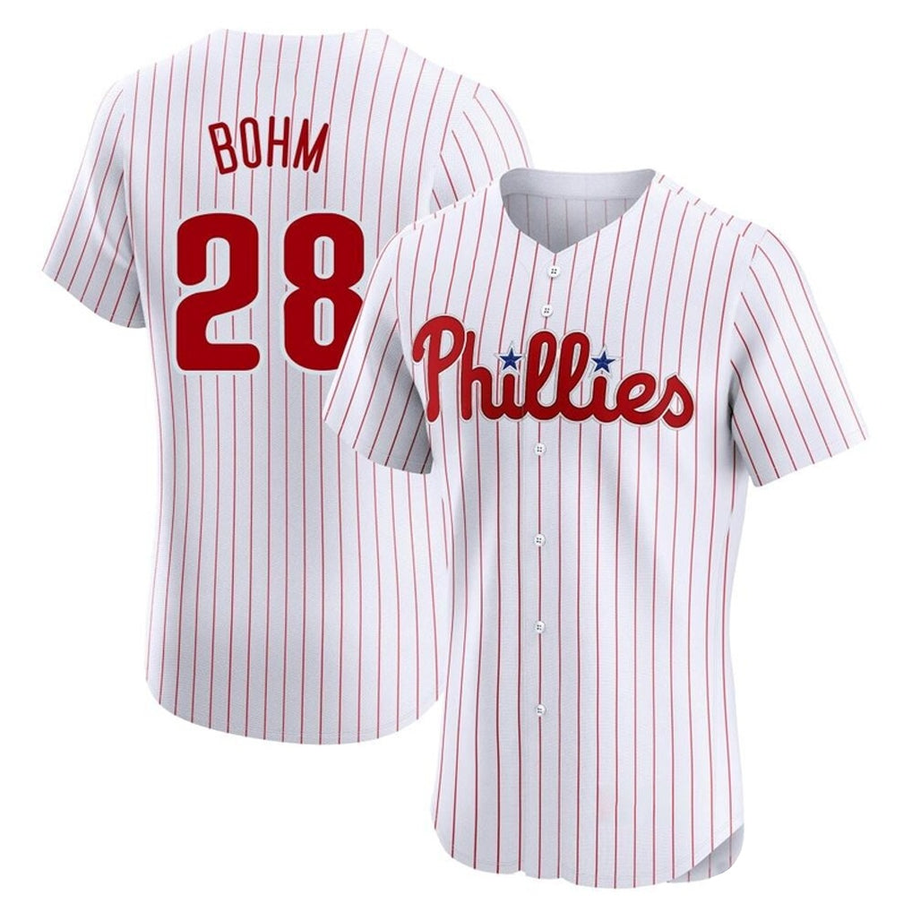 Jamed P.Phillies #28 Alec Bohm Player White Home Limited Elite Stitched Jerseys