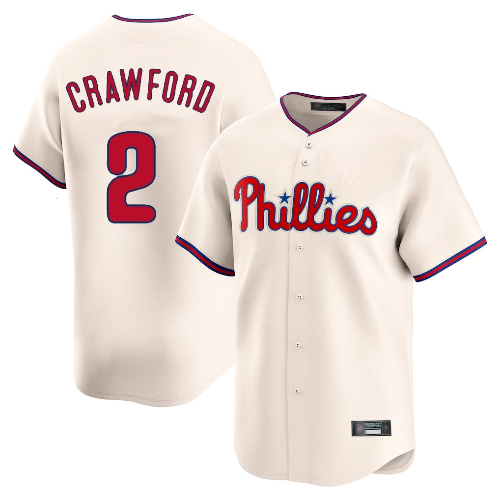 Jamed P.Phillies #2 Justin Crawford Player Cream Home Limited Stitched Jerseys