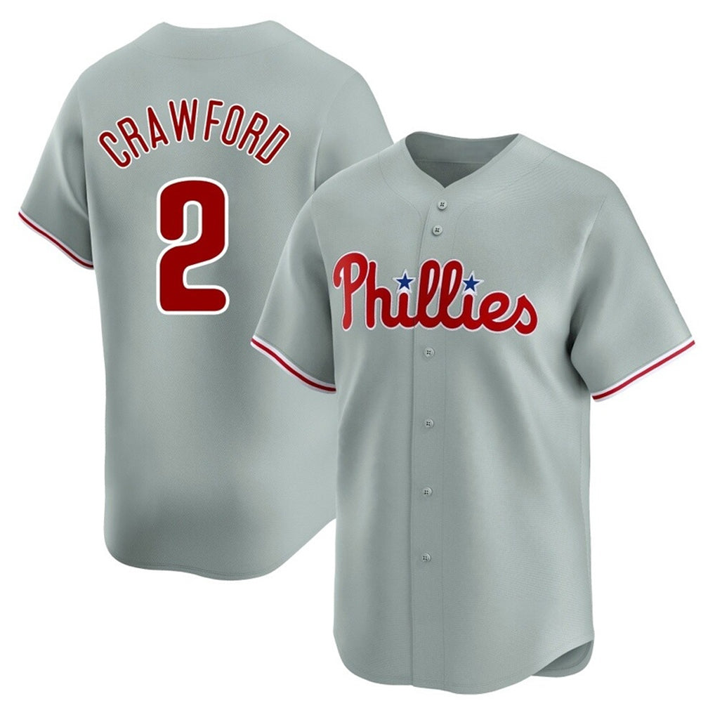 Jamed P.Phillies #2 Justin Crawford Player Gray Home Limited Stitched Jerseys