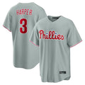 Jamed P.Phillies #3 Bryce Harper Player Gray Home Game Stitched Jerseys